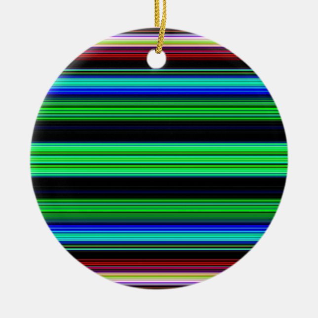 Thin Colourful Stripes - 1 Ceramic Ornament (Front)