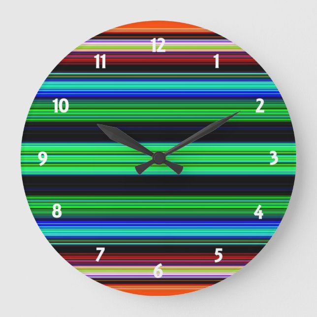 Thin Colourful Stripes - 1 Large Clock (Front)