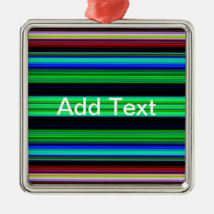 Thin Colourful Stripes - 1 Metal Ornament