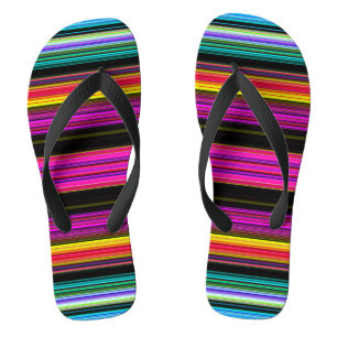 Thin Colourful Stripes - 2 Adult Flip flops