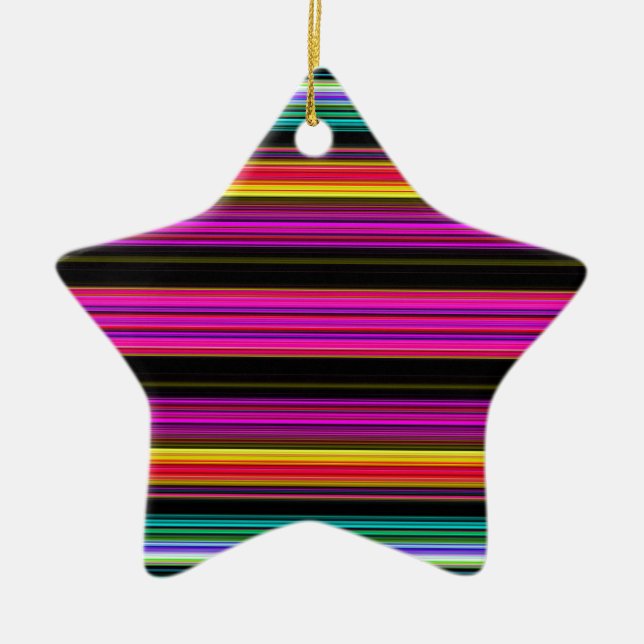 Thin Colourful Stripes - 2 Ceramic Ornament (Front)