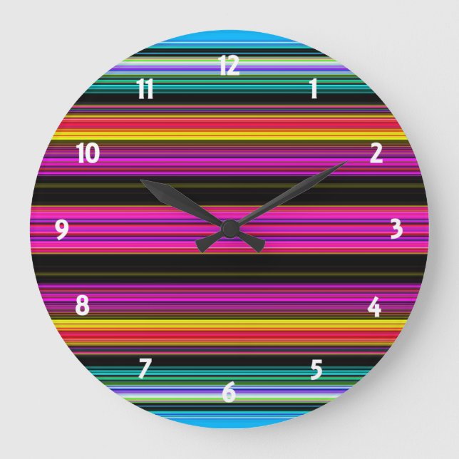 Thin Colourful Stripes - 2 Large Clock (Front)