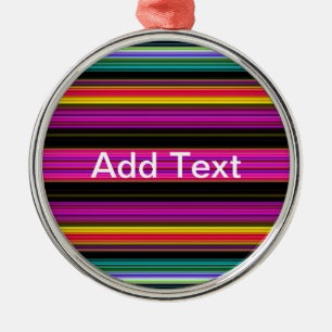 Thin Colourful Stripes - 2 Metal Tree Decoration