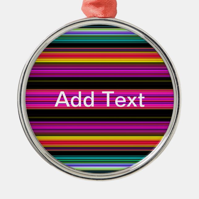 Thin Colourful Stripes - 2 Metal Tree Decoration (Front)