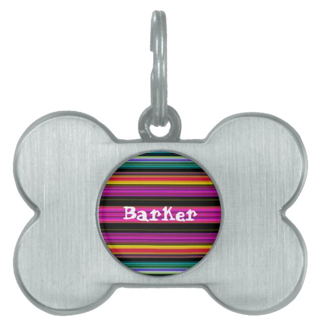 Thin Colourful Stripes - 2 Pet ID Tag (Front)