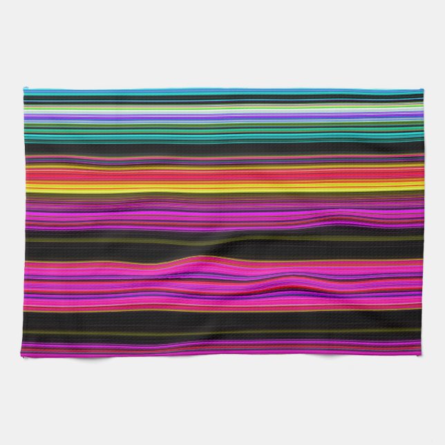 Thin Colourful Stripes - 2 Tea Towel (Horizontal)