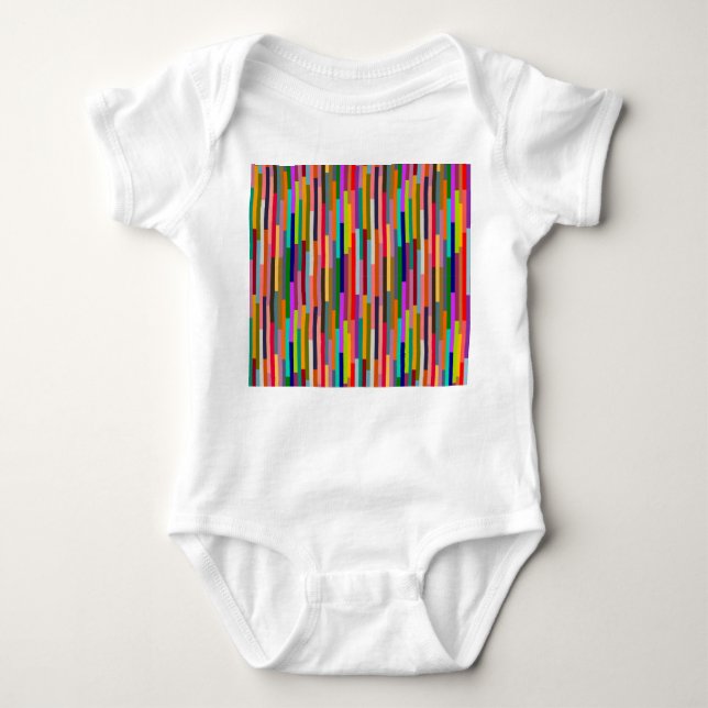 Thin Colourful Stripes  Baby Bodysuit (Front)