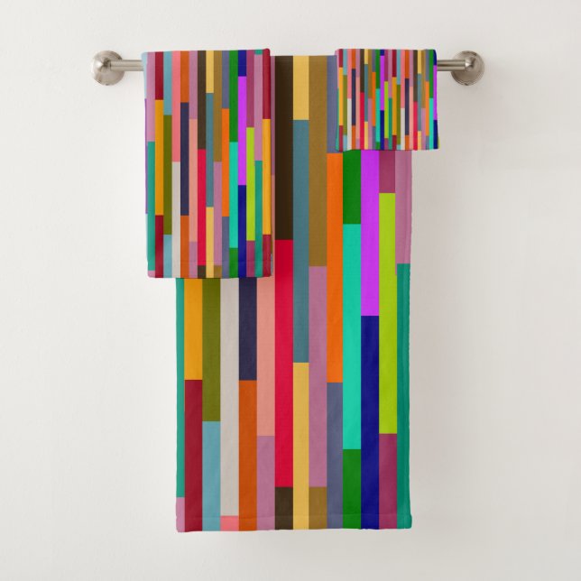 Thin Colourful Stripes  Bath Towel Set (Insitu)