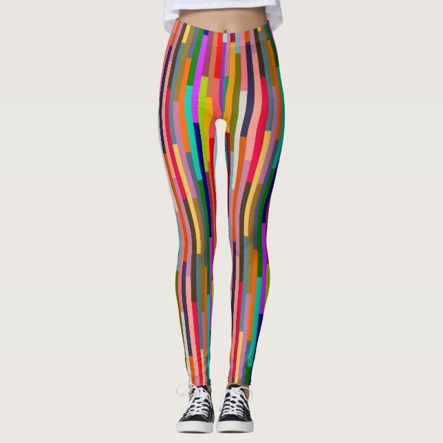 Thin Colourful Stripes  Leggings (Front)