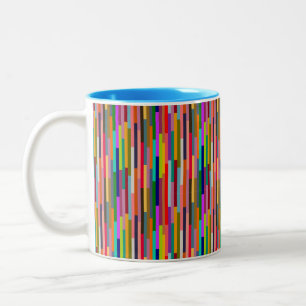 Thin Colourful Stripes Two-Tone Coffee Mug