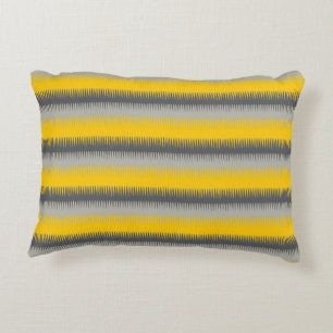 Thin dogtooth pattern yellow grey pillow