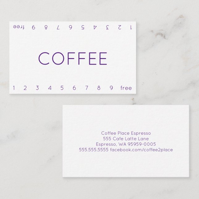 Thin Double Number Loyalty Coffee Punch-Card Card (Front/Back)