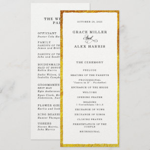 Thin faux gold border wedding program
