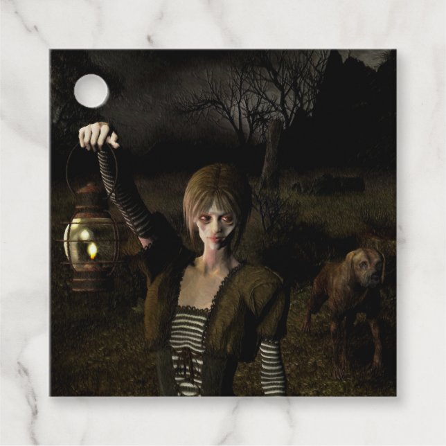 Thin female carrying lamp favour tags (Front)