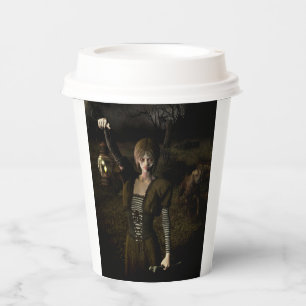 Thin female carrying lamp paper cups