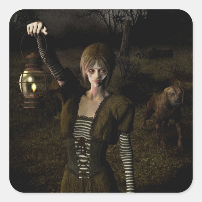 Thin female carrying lamp square sticker (Front)