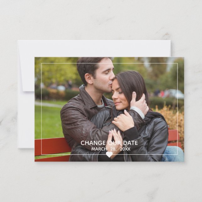 Thin Framed Photo - 3x5 Change Our Date Invitation (Front)