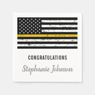 Thin Gold Line 911 Police Dispatcher Party Napkin