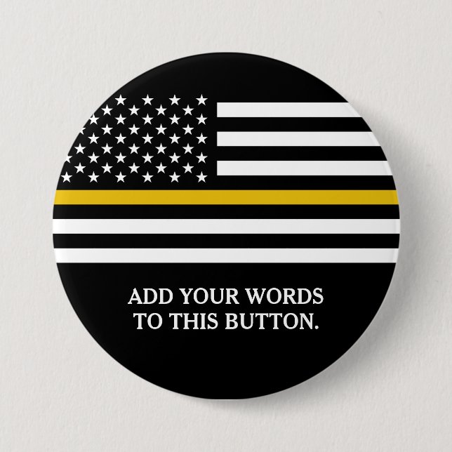Thin Gold Line American Flag Custom Text 7.5 Cm Round Badge (Front)