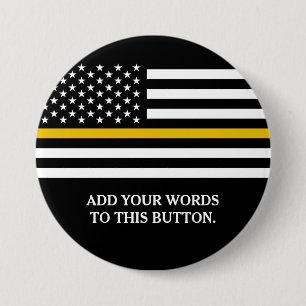 Thin Gold Line American Flag Custom Text 7.5 Cm Round Badge
