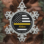 Thin Gold Line Custom Golden Glue 911 Dispatcher  Snowflake Pewter Christmas Ornament<br><div class="desc">The Golden Glue That Holds It All Together. Personalised Thin Gold Line Ornament for 911 dispatchers and police dispatchers. Personalise this dispatcher ornament with name and year. This personalised dispatcher gift is perfect for police dispatcher appreciation, 911 dispatcher thank you gifts, and dispatcher retirement gifts or party favours. Order these...</div>