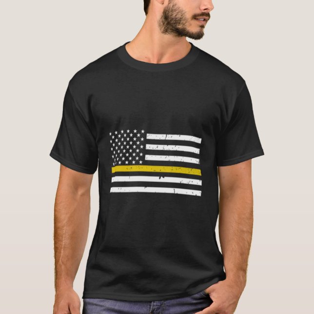 Thin Gold Line Dispatcher 911 Hoodie Police Dispat T-Shirt (Front)