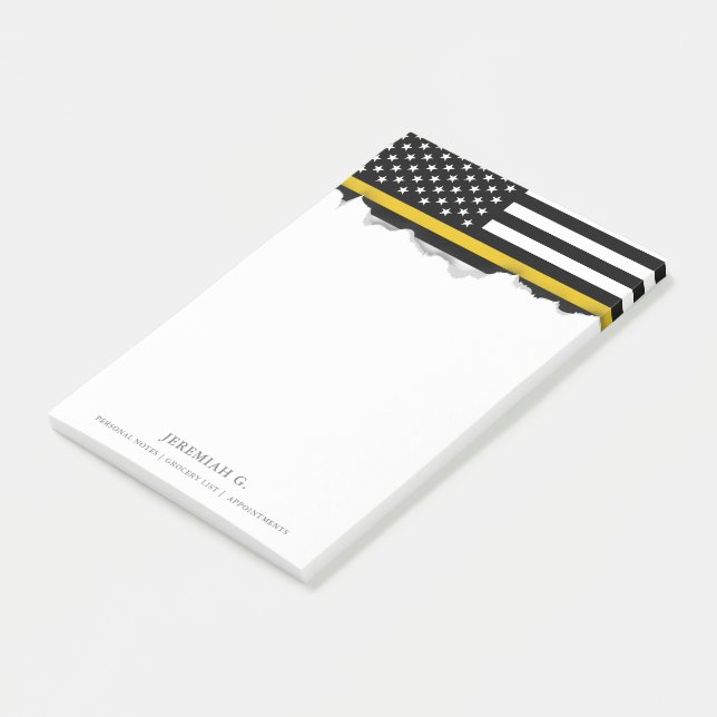 Thin Gold Line Dispatcher Style American Flag Post-it Notes (Angled)