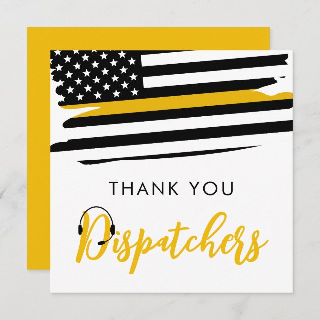 Thin Gold Line Dispatcher Thank You Card (Front/Back)
