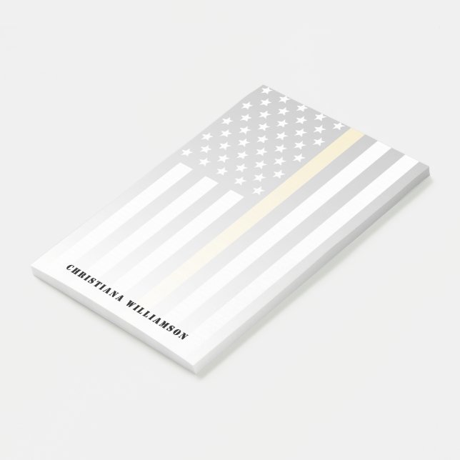 Thin Gold Line Flag 911 Dispatcher Appreciation Post-it Notes (Angled)