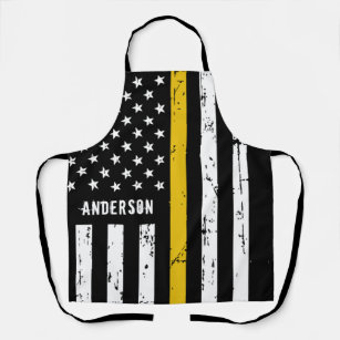 Thin Gold Line Flag Personalised 911 Dispatcher Apron