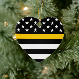 Thin Gold Line Flag (United States) Ceramic Ornament