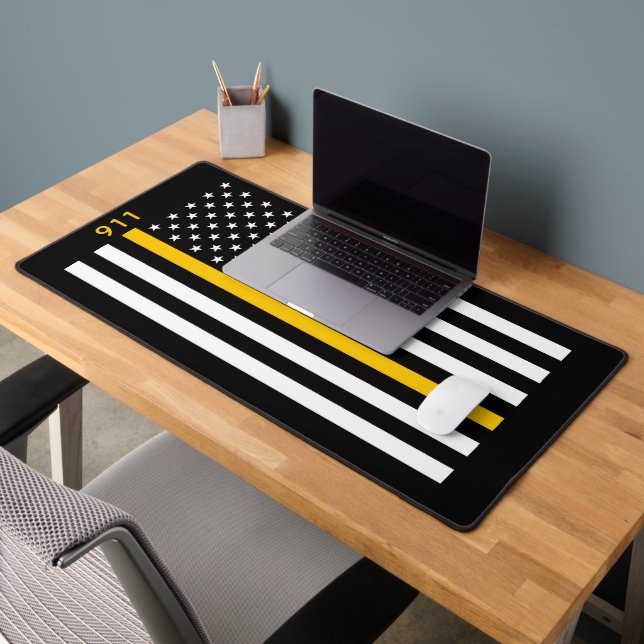 Thin Gold Line Flag (United States) Desk Mat (Office 2)