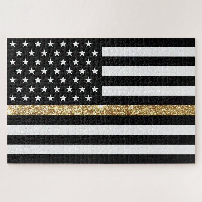 Thin Gold Line Glitter Flag Jigsaw Puzzle (Horizontal)