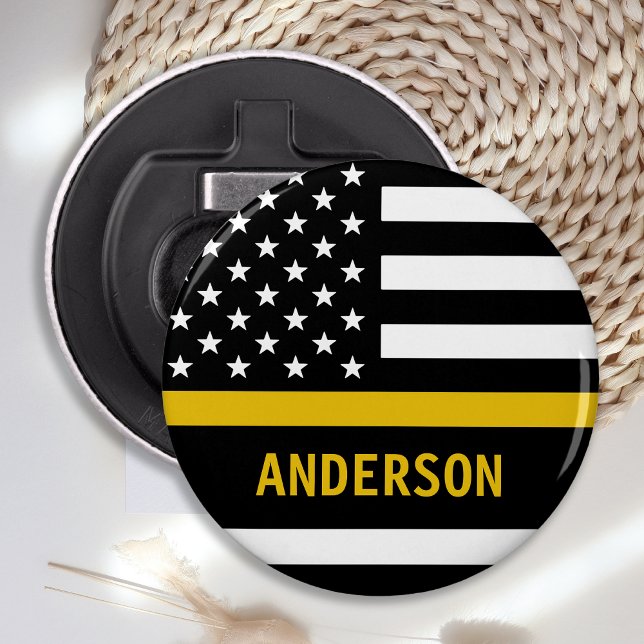 Thin Gold Line Modern Personalised 911 Dispatcher Bottle Opener (Creator Uploaded)