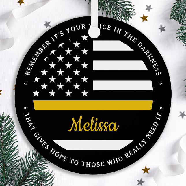 Thin Gold Line Personalized 911 Dispatcher Metal Tree Decoration (Creator Uploaded)