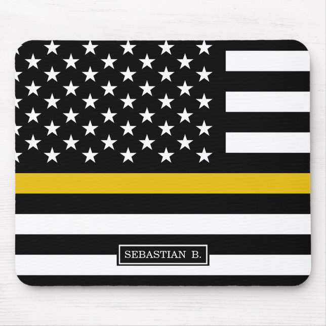 Thin Gold Line Police Dispatcher American Flag Mouse Pad (Front)