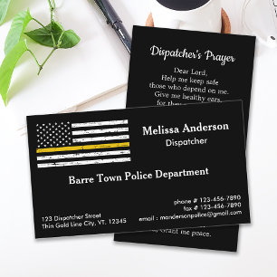 Thin Gold Line Police Fire 911 Dispatcher Business Card