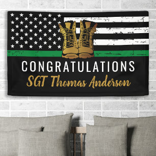 Thin Green Line Custom Army Military Retirement Banner