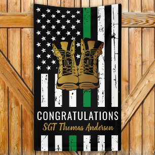 Thin Green Line Custom Military Army Retirement Banner