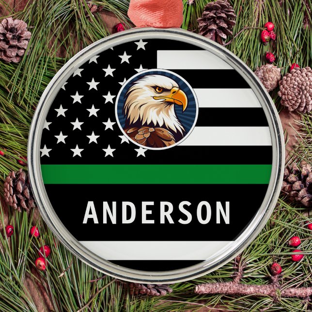 Thin Green Line F Personalised Logo Army Military Metal Ornament (Creator Uploaded)
