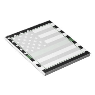 Thin Green Line Flag Army Military Notepad