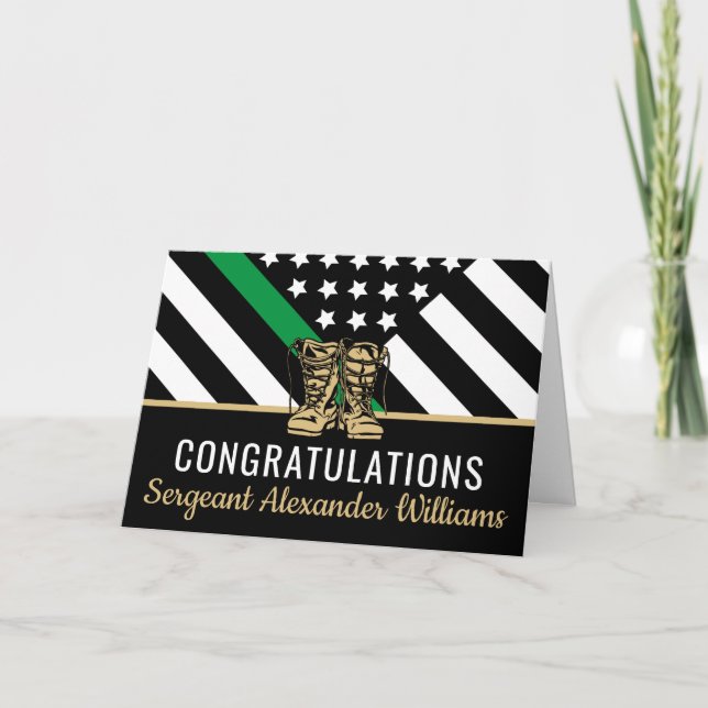 Thin Green Line Flag Army Military Retirement Card (Front)