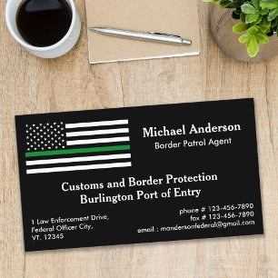 Thin Green Line Flag Custom Military Border Agent Business Card