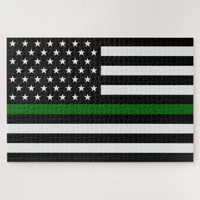 Thin Green Line Flag Jigsaw Puzzle (Horizontal)