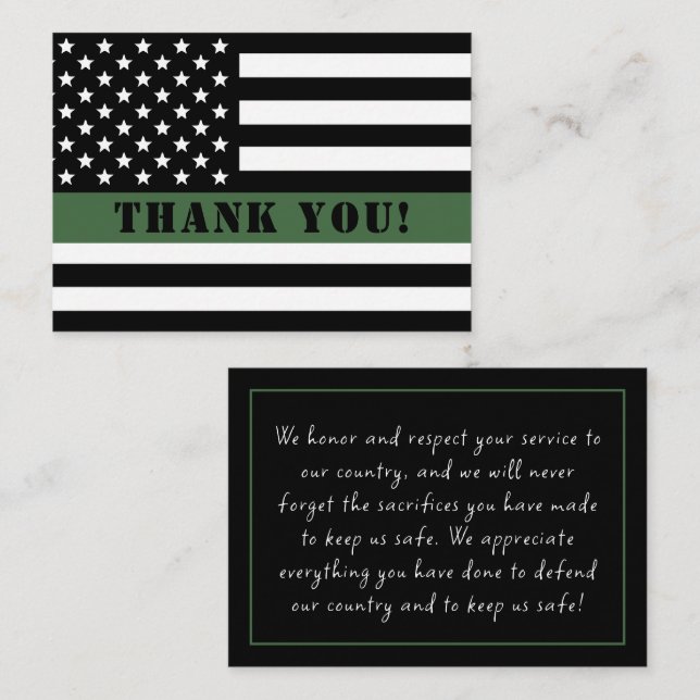 Thin Green Line Flag Military Appreciation Card (Front/Back)