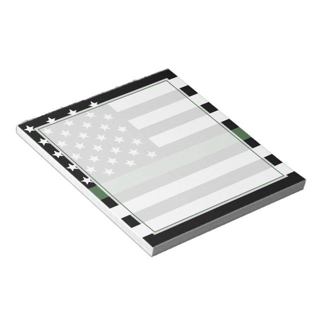 Thin Green Line Flag Military Veteran Notepad (Angled)