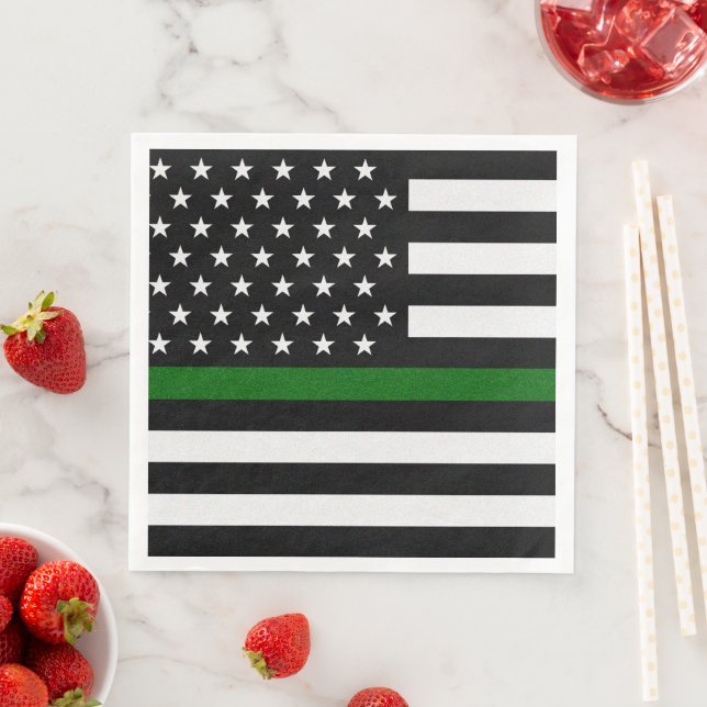 Thin Green Line Flag Napkin (Insitu)