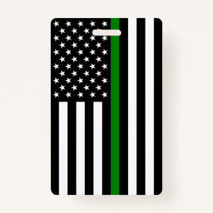 Thin Green Line Flag: Patriotic Military Veterans ID Badge