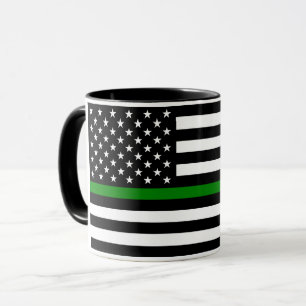 Thin Green Line Flag: Patriotic Military Veterans Mug