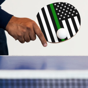 Thin Green Line Flag: Patriotic Military Veterans Ping Pong Paddle
